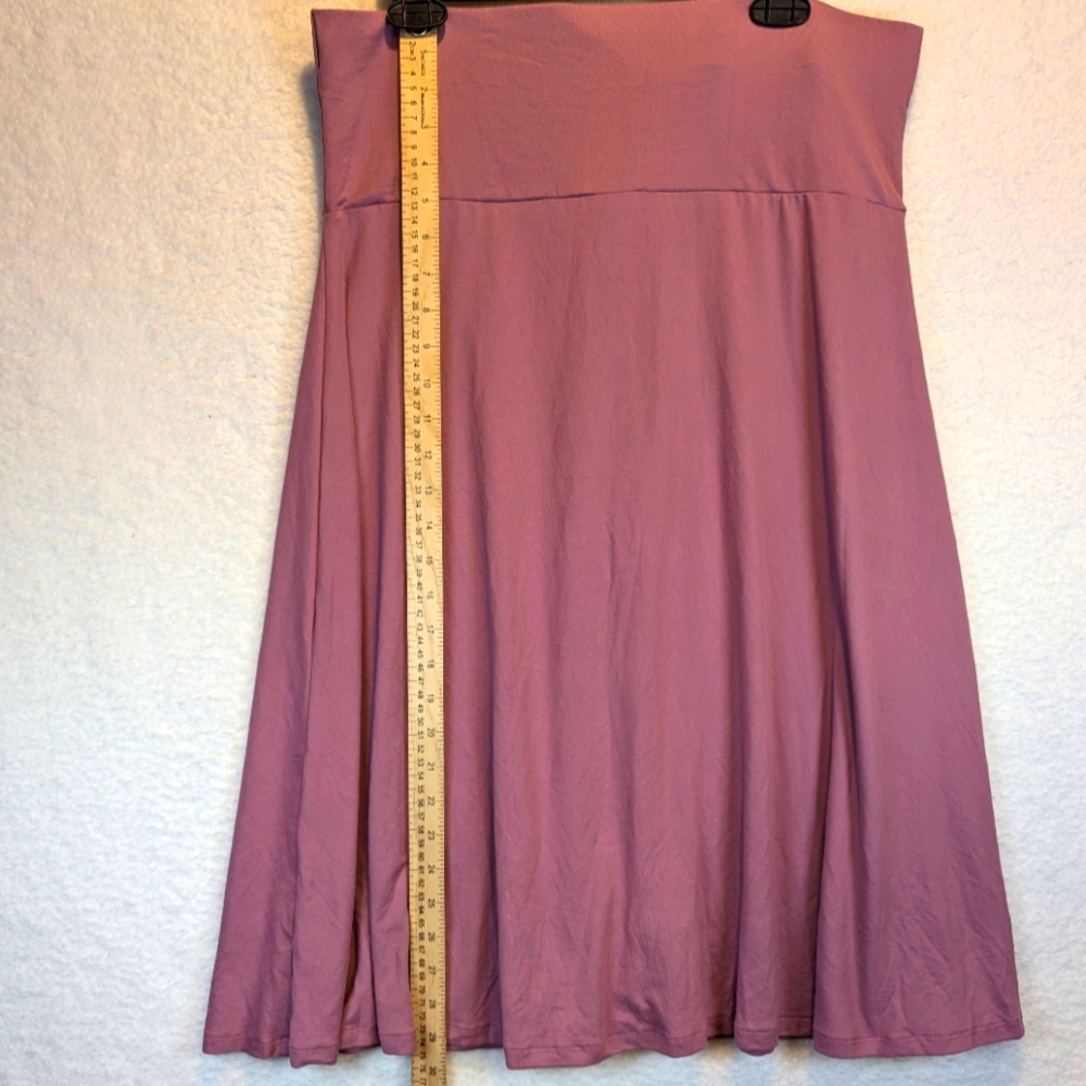 Doublju Mauve Stretchy Midi A-Line Circle Skirt - Picture 2 of 5
